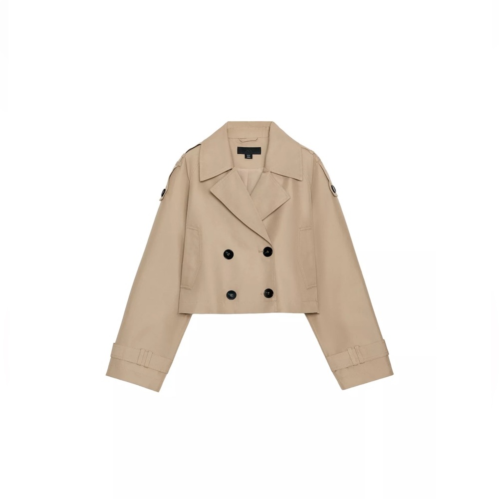 Zara Cropped Beige Trench Coat - Size X-Large NWT